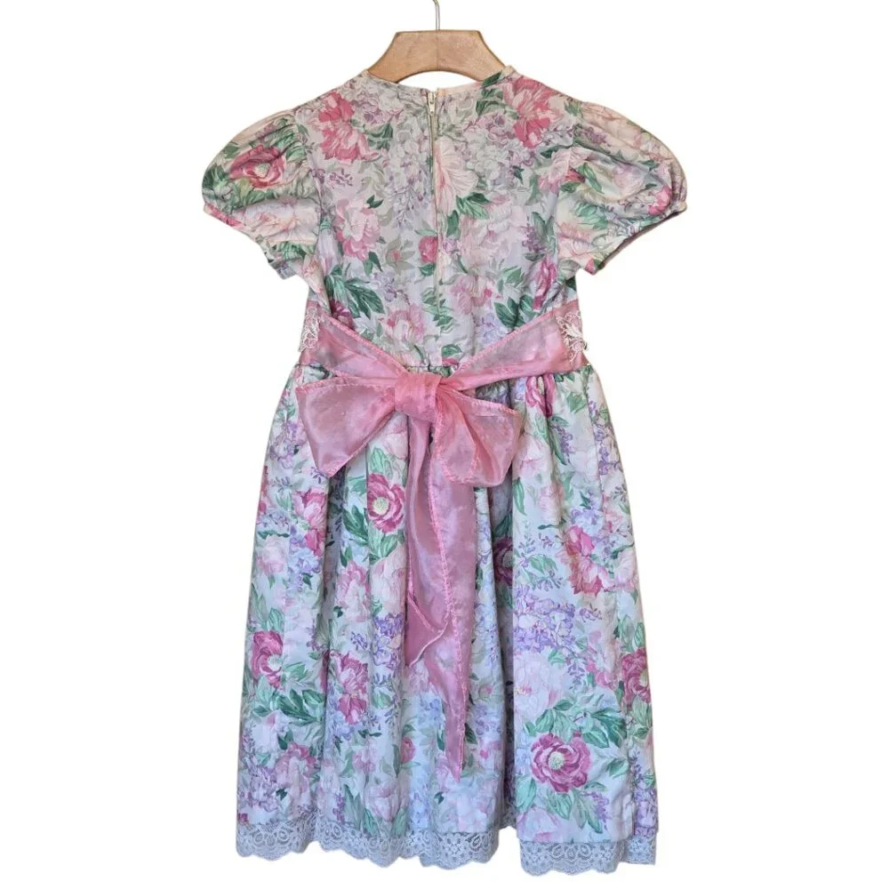 Girls Vintage RARE EDITIONS Short Sleeve Floral Dress sz 6/8
